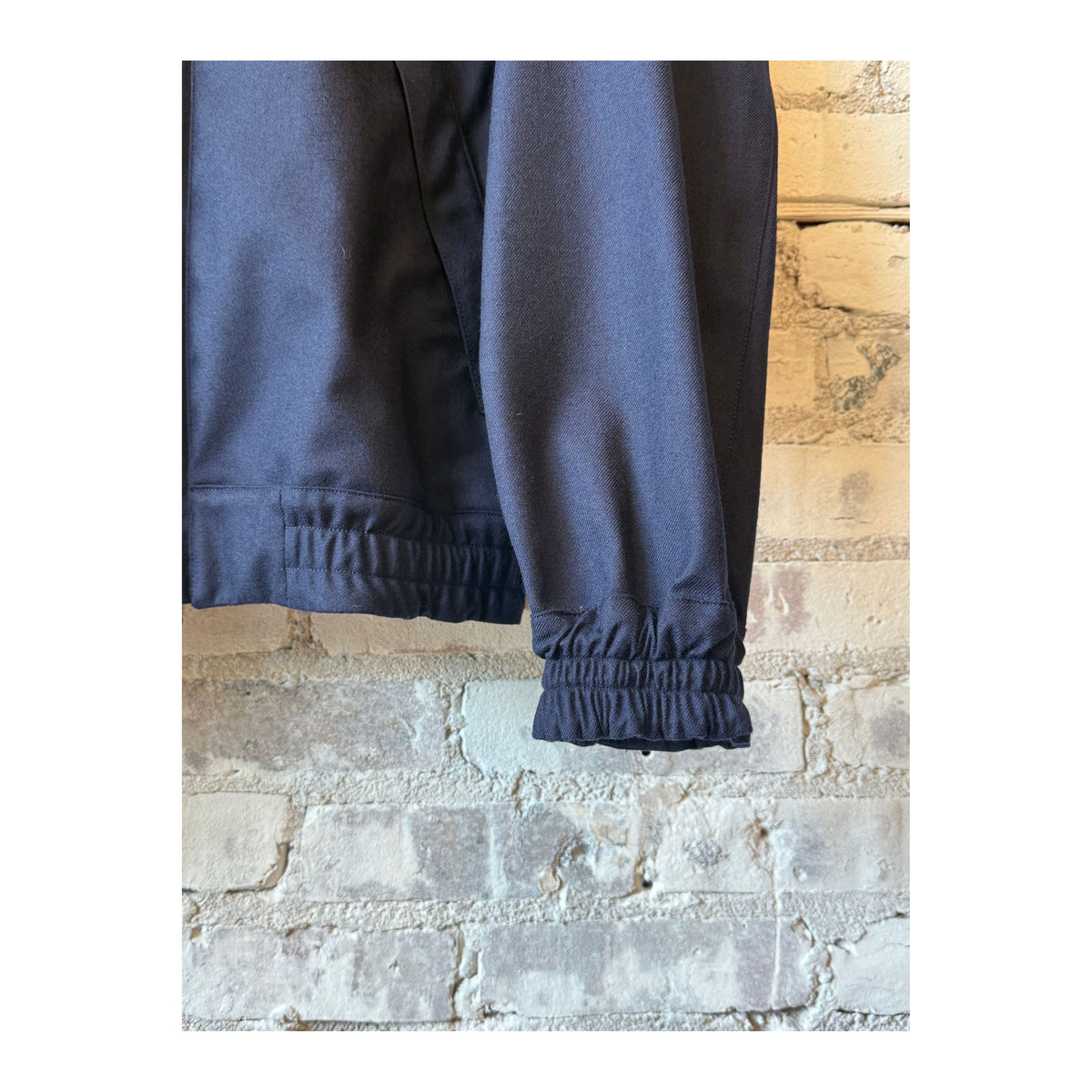 Men's navy Stanton Wool Twill Jacket by Aspesi featuring a tailored fit and classic design, shown on a model.