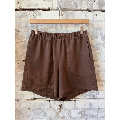 Women's Hartford Stefi Woven Short in wood color, featuring a casual, lightweight design perfect for summer wear.