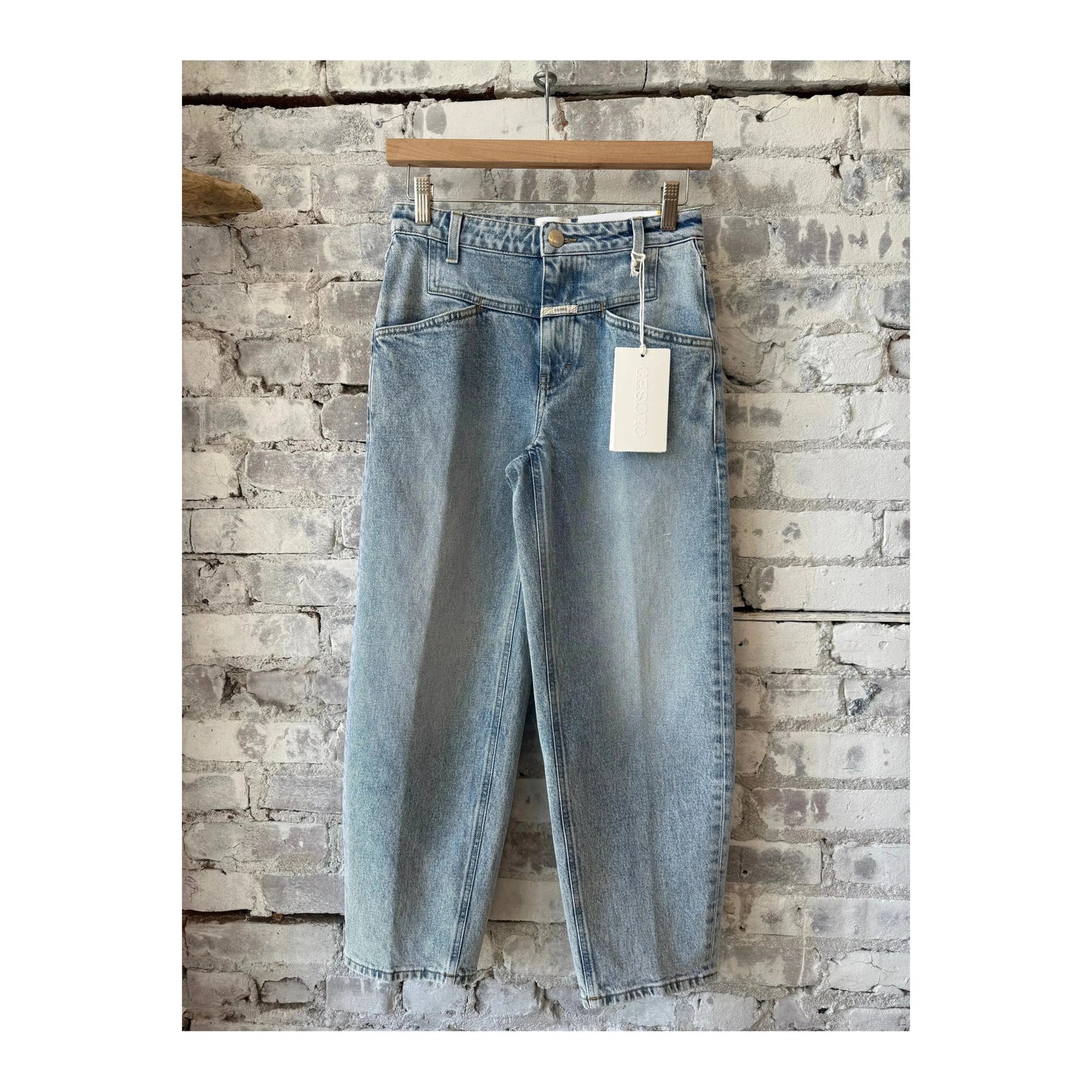 Light blue women's Stover-X Comfort Stretch Relaxed Jean by Closed Women's, showing relaxed fit and classic denim details.