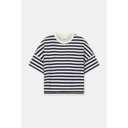 Women's striped T-shirt in dark night color by Closed Women's, featuring a casual fit and classic stripe pattern.