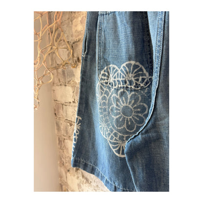 Women's Sunny Afternoon Short by MONOSTERO in medallion print chambray fabric, featuring a relaxed fit and stylish design.