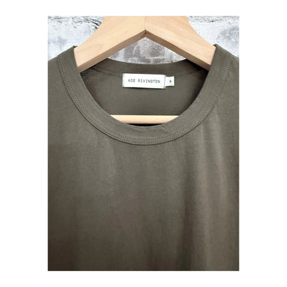 Men's Supima SS Crewneck Tee by Ace Rivington in military green, showcasing a close-up of the soft cotton fabric and classic fit.