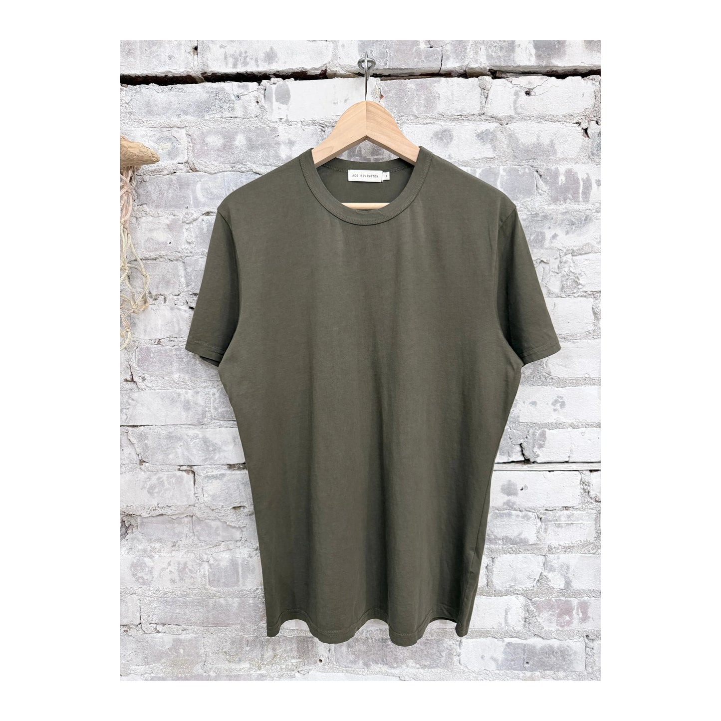 Men's Supima SS Crewneck Tee by Ace Rivington in military green, featuring a classic crewneck design and soft premium fabric.