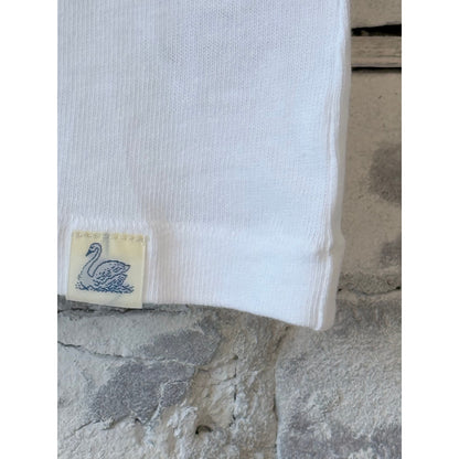 Women's crisp white jersey cotton T-shirt by Merz b. Schwanen, showcasing a classic, smooth fit and high-quality fabric.