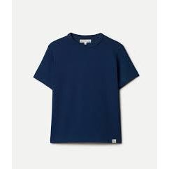 Soft indigo women's T-shirt by Merz b. Schwanen made from authentic jersey cotton, showcasing a comfortable fit and classic style.