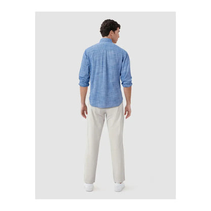 Men's Brian Slub Shirt in Strong Blue by Surfside Supply, featuring a casual fit and textured fabric, shown on a model.