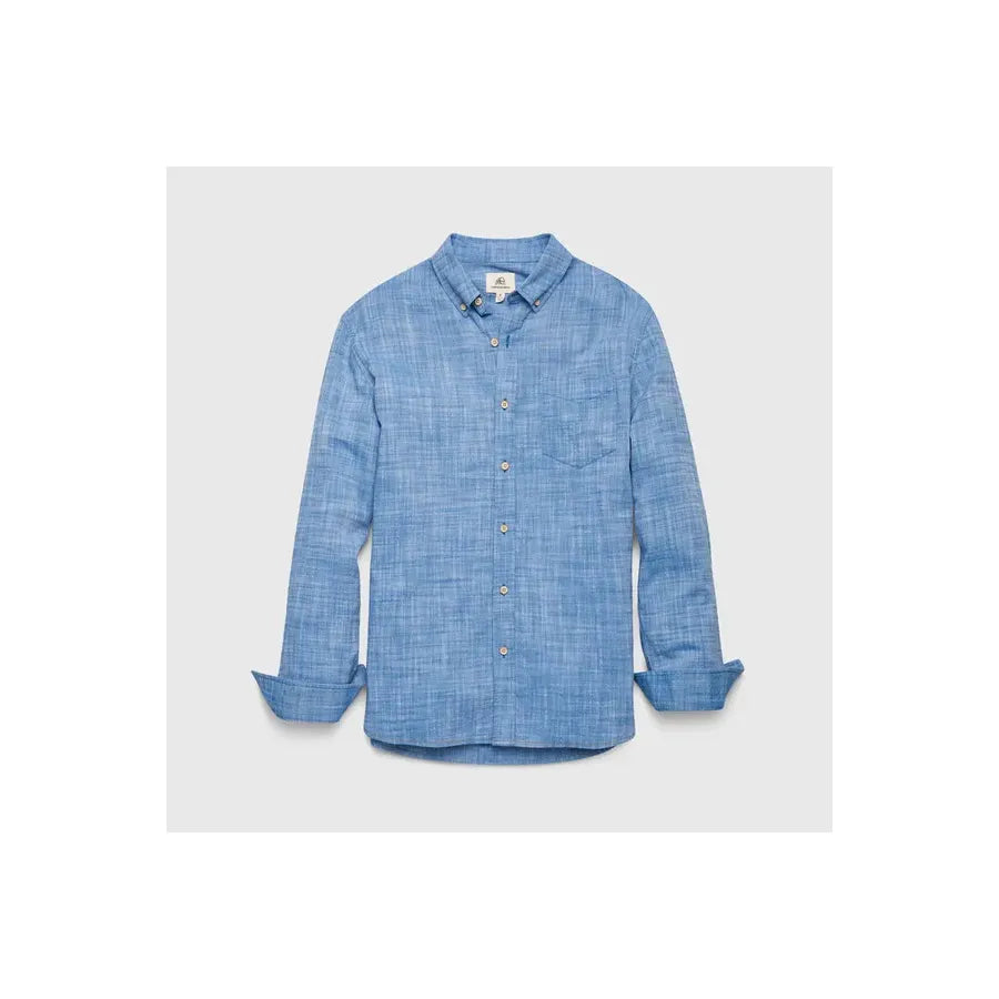 Men's Brian Slub Shirt in Strong Blue by Surfside Supply, featuring a casual fit and textured fabric.