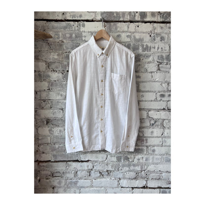 Men's white Brian Slub shirt by Surfside Supply, displayed flat with textured fabric and classic collar detail.