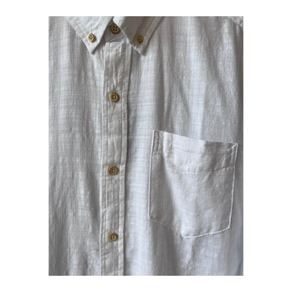 Men's white Brian Slub shirt by Surfside Supply, featuring a casual fit and soft fabric, displayed on a hanger.