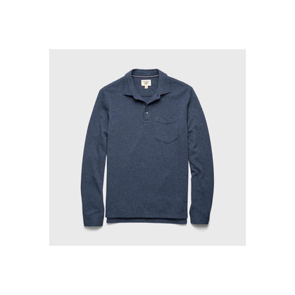Men's navy Heather Cary L/S Ultra Soft Polo shirt by Surfside Supply, featuring a comfortable fit and classic polo style.