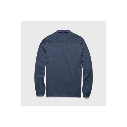 Men's navy Heather Cary L/S Ultra Soft Polo by Surfside Supply, featuring a comfortable fit and classic polo design.