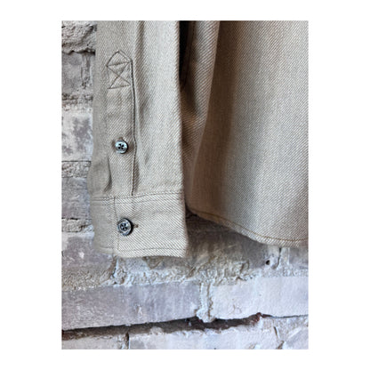 Men's Dylan brushed twill overshirt in khaki, featuring a casual fit and button-up front, by Surfside Supply.