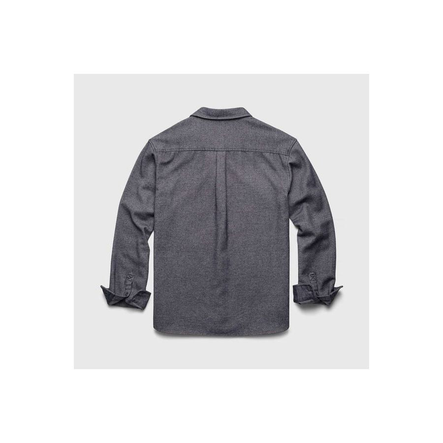 Men's navy Dylan brushed twill overshirt by Surfside Supply, shown in a relaxed fit with button front and chest pockets.