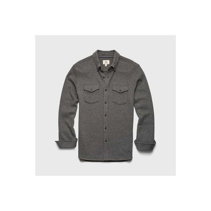 Men's Rex Soft Knit Shirt in Charcoal Heather by Surfside Supply, showing the comfortable, lightweight knit fabric and classic fit.