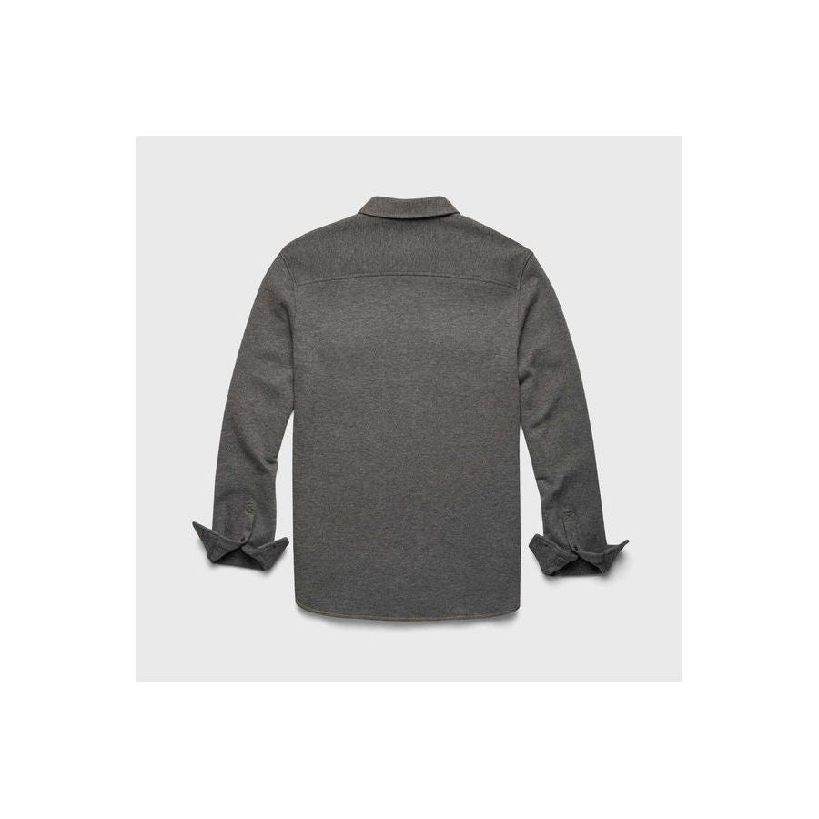 Men's Rex Soft Knit Shirt in Charcoal Heather by Surfside Supply, showing the cozy, lightweight knit fabric and relaxed fit.