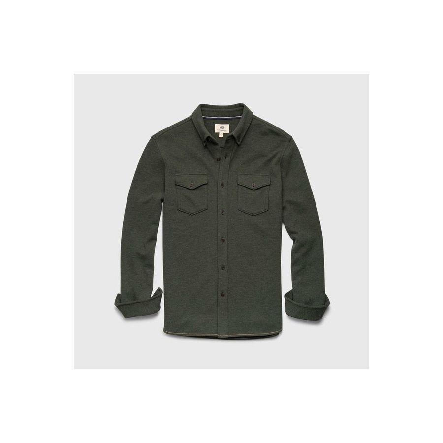 Men's Rex Soft Knit Shirt in Green Heather from Surfside Supply, featuring a comfortable fit and soft knit fabric.