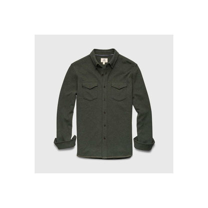 Men's Rex Soft Knit Shirt in Green Heather from Surfside Supply, featuring a comfortable fit and soft knit fabric.
