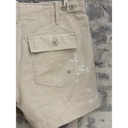 Women's G1 Surplus Short Shorts with paint splatter design, made from canvas fabric, perfect for casual summer wear.