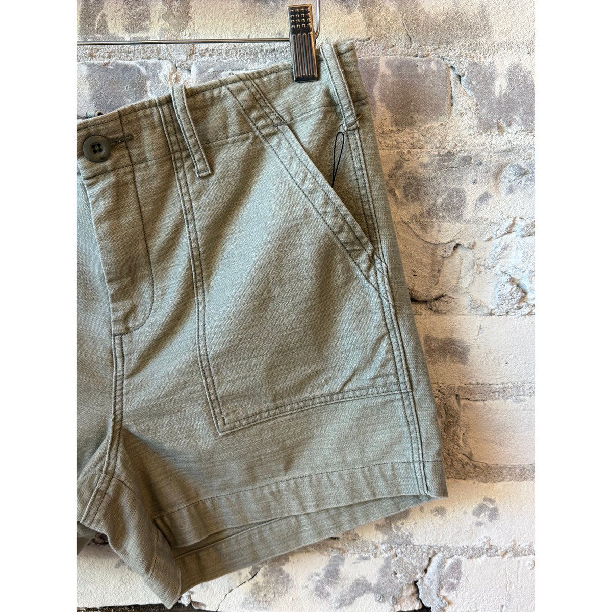 Women's Surplus Short Shorts in sage green by G1 Women's, featuring a casual fit and lightweight fabric.