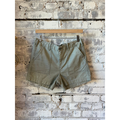 G1 Women's Surplus Short Shorts in sage green, women's casual denim shorts with a relaxed fit and distressed details.