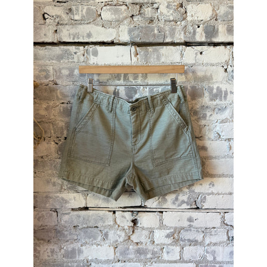 G1 Women's Surplus Short Shorts in sage green, women's casual denim shorts with a relaxed fit and distressed details.