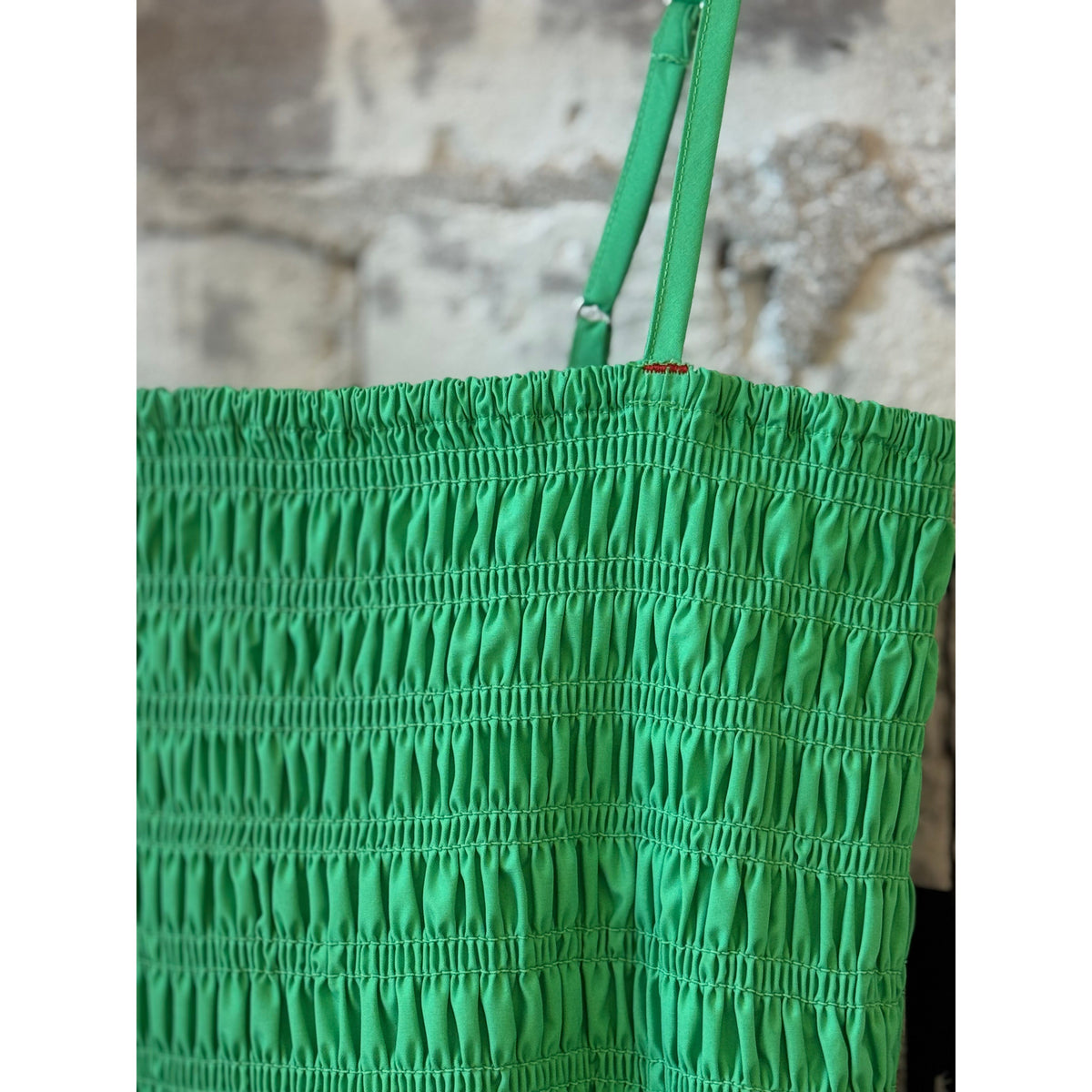 Women's Swan Dress by Brazeau Tricot in Mojito color, featuring a stylish, flowing design and elegant neckline.