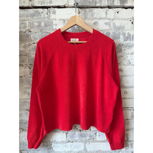 Women's Hartford Tahiry Knit Sweatshirt in vibrant tomato red, showcasing a cozy, stylish knit fabric.