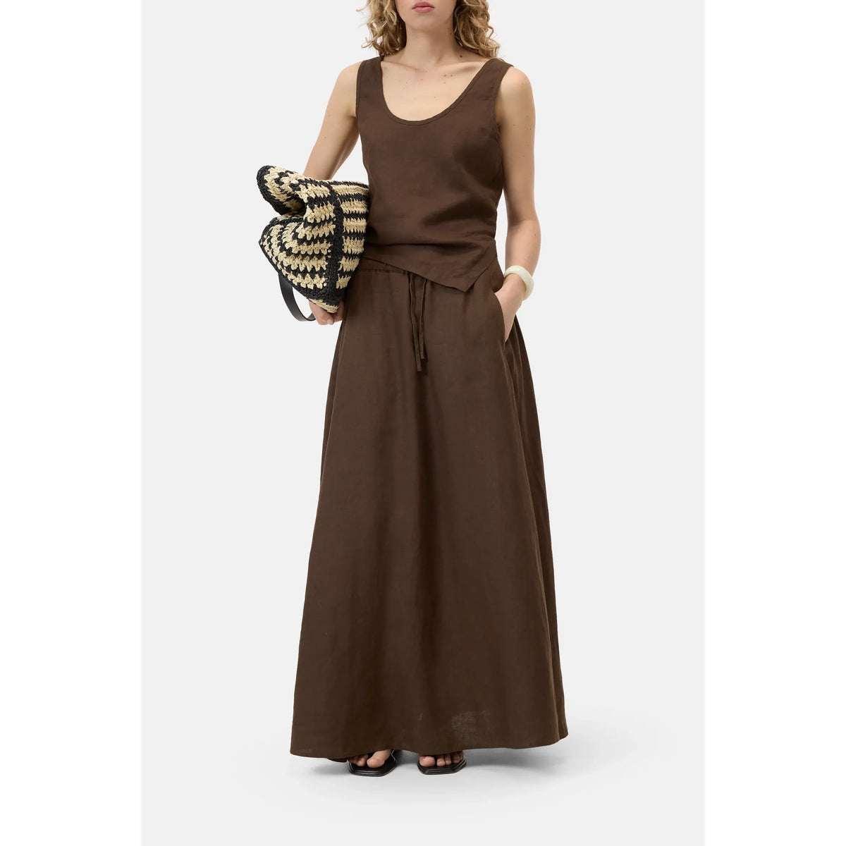 Women's Maple Brown tank top by Closed, lightweight sleeveless top with a relaxed fit, perfect for casual wear.