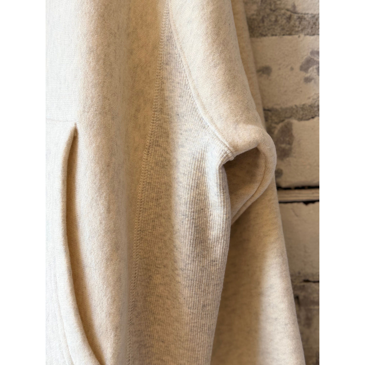 Women's Tencel brushed fleece hoodie by V::Room in oatmeal, featuring a cozy reverse weave design and relaxed fit.