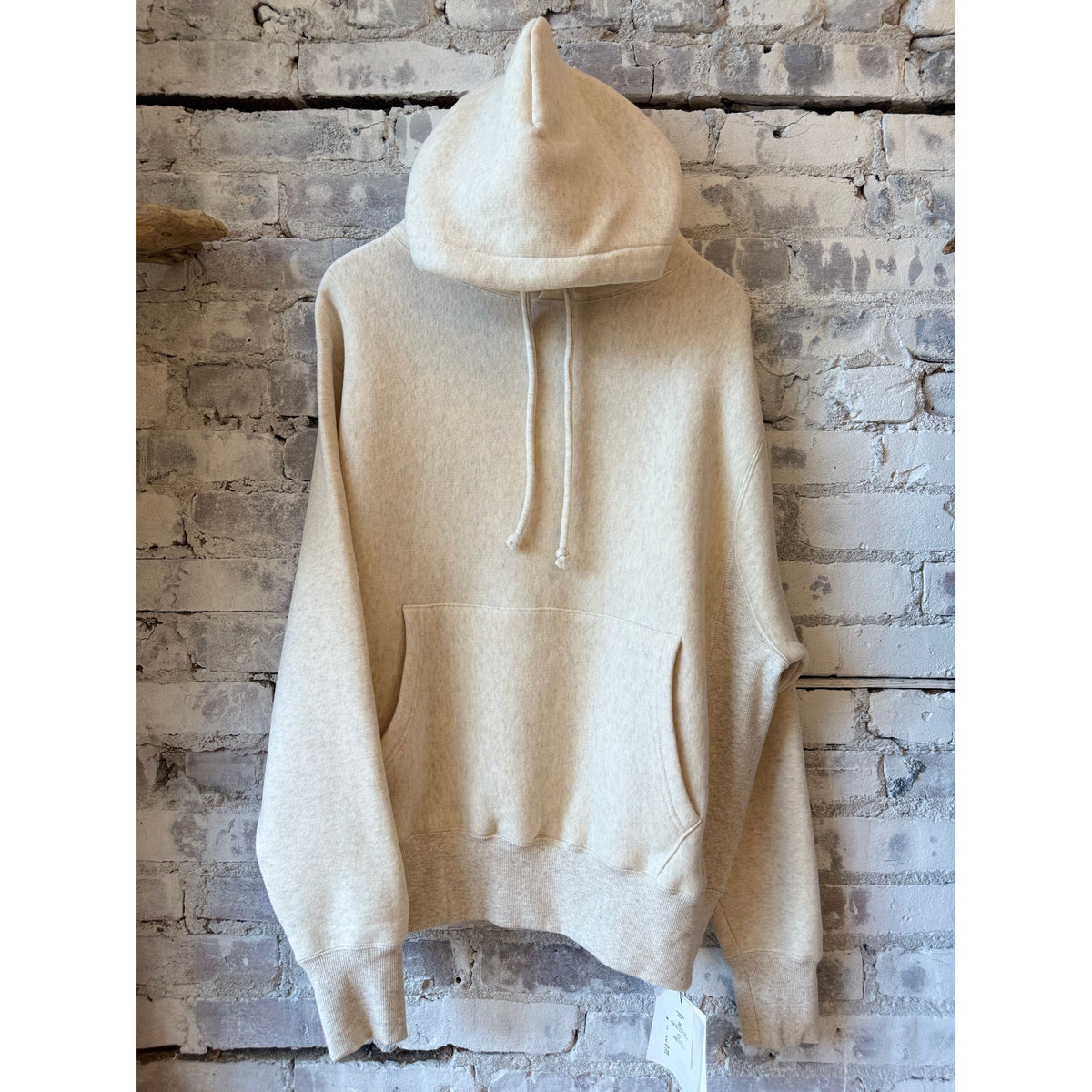Women's V::Room Tencel brushed fleece reverse weave pullover hoodie in oatmeal, featuring a cozy, soft fleece interior and casual fit.
