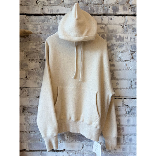 Women's V::Room Tencel brushed fleece reverse weave pullover hoodie in oatmeal, featuring a cozy, soft fleece interior and casual fit.
