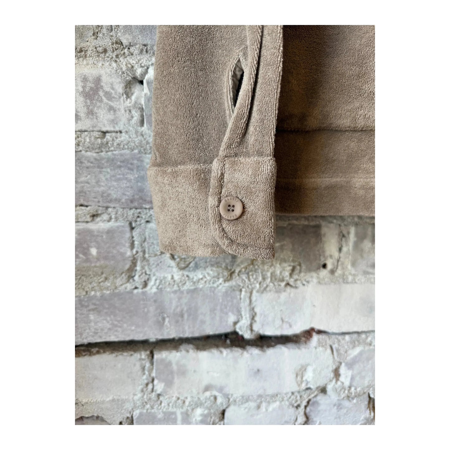 Men's taupe Terry Jacket from 04651, featuring a comfortable, casual design with a zipper closure and soft fabric.