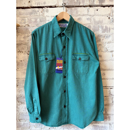 Men's Teton Shirt in Kale color by Big Rock Candy Mountaineering, shown with a casual fit and button-front design