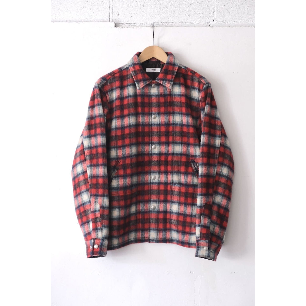 Men's Fujito Tom CPO Jacket in red check pattern, featuring a classic chest pocket and rugged outdoor style.