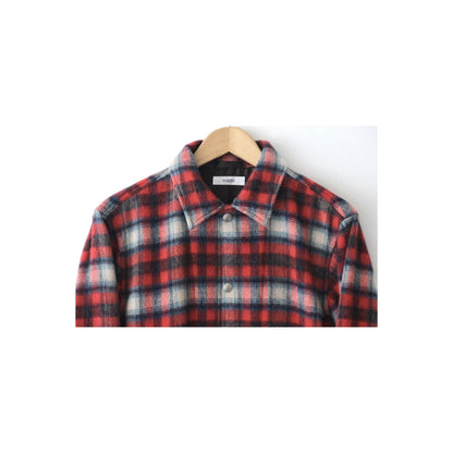 Men's Fujito Tom CPO Jacket in red check pattern, featuring a classic collar, button front, and chest pockets.