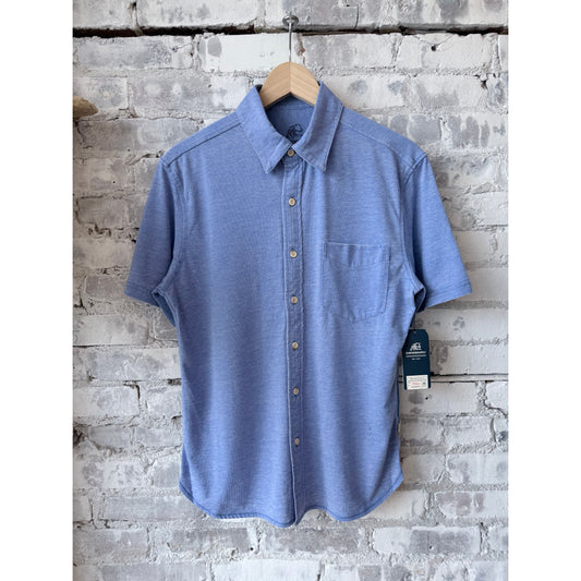 Men's Tony Burnout Knit Shirt by Surfside Supply in Wedgewood Blue, featuring a comfortable fit and stylish knit fabric.