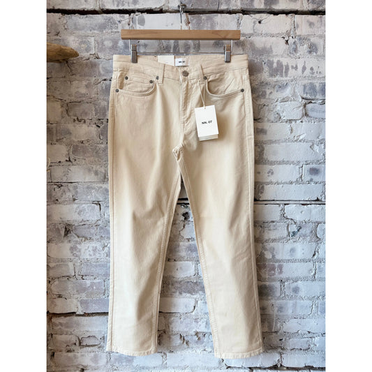 Men's NN07 Tony Classic Slim Fit Ivory Pant, tailored fit with clean design, shown on a hanger against a neutral background.