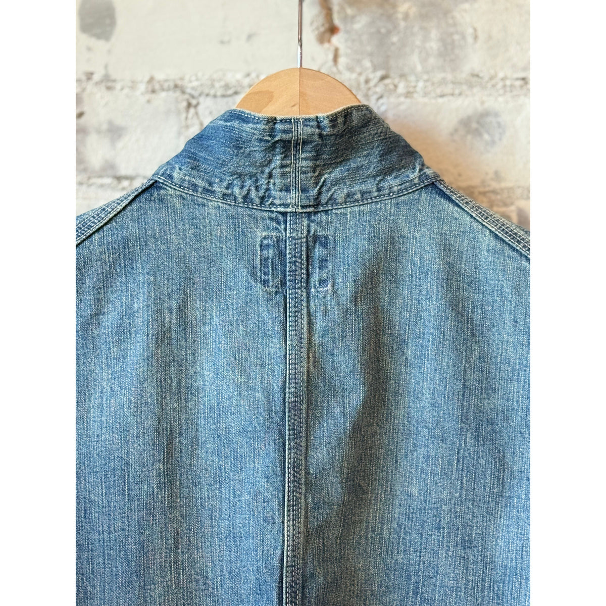 Unisex 11oz selvedge denim chore jacket by Chimala, men's style, featuring rugged fabric and classic workwear design.