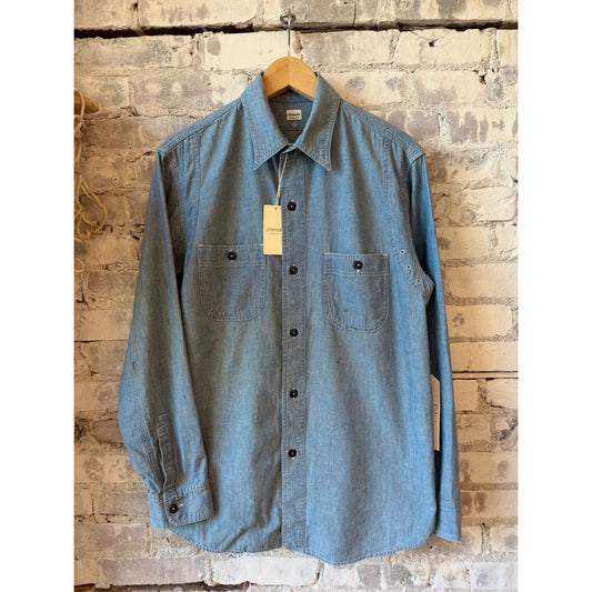 Women’s Chimala 5oz vintage chambray work shirt featuring a classic unisex style and durable fabric.
