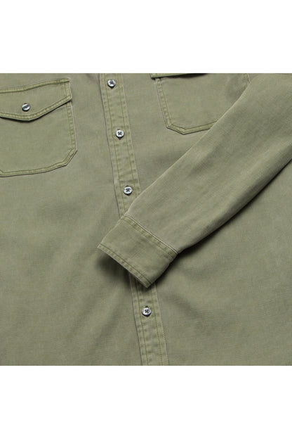 Jeb L/S Two-Pocket Garment-Dyed Shirt - Lichen Green - DUNE + SALT
