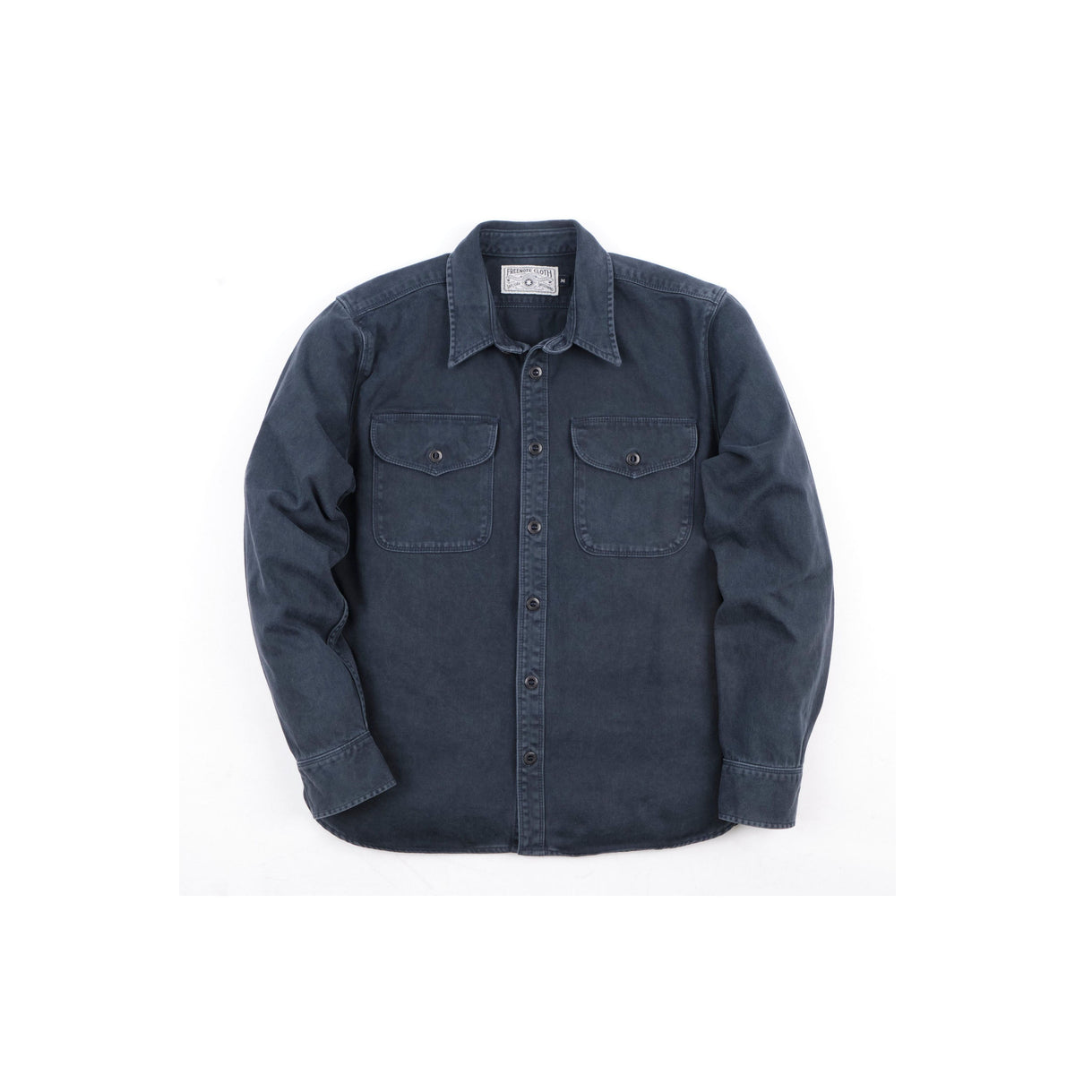 Men's navy Utility Twill shirt by Freenote Cloth, featuring a classic button-up design and durable twill fabric.