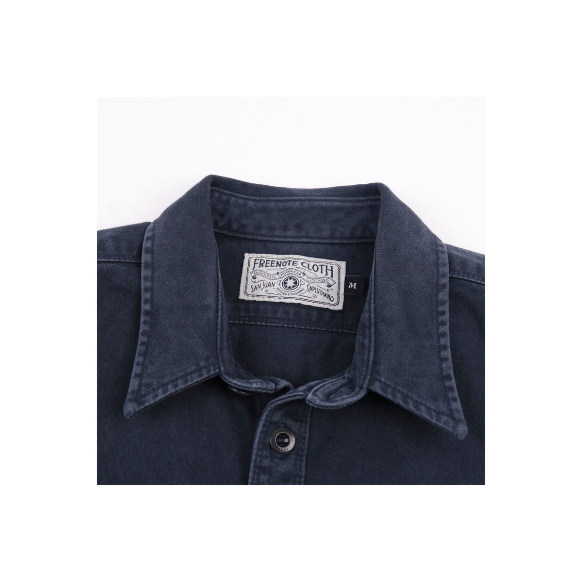 Men's navy utility twill shirt by Freenote Cloth, featuring a button-up design and durable twill fabric.