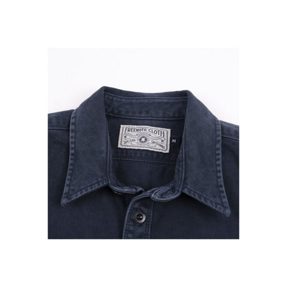 Men's navy utility twill shirt by Freenote Cloth, featuring a button-up design and durable twill fabric.