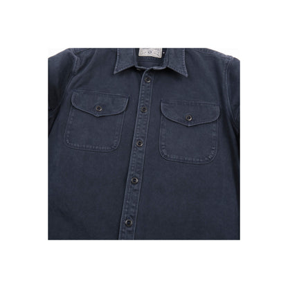 Men's navy utility twill shirt by Freenote Cloth, featuring a classic fit with chest pockets and durable twill fabric.