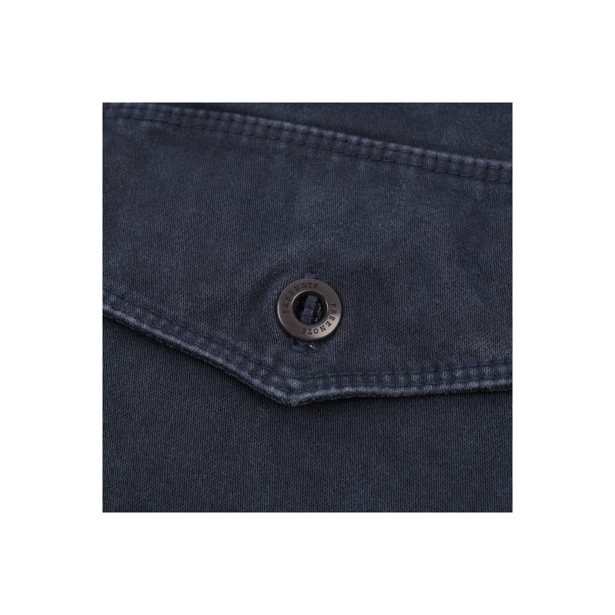 Men's navy utility twill shirt by Freenote Cloth featuring a classic button-up design and chest pockets.
