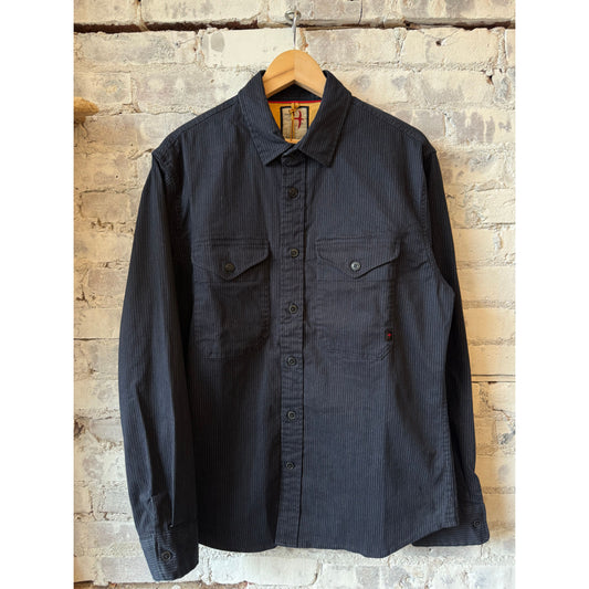 Relwen Utility Workshirt - Dark Navy Tick Stripe Dark Slate Gray