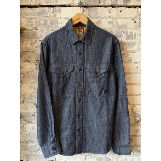Relwen Utility Workshirt - Indigo Yarn-dye Twill Dark Slate Gray