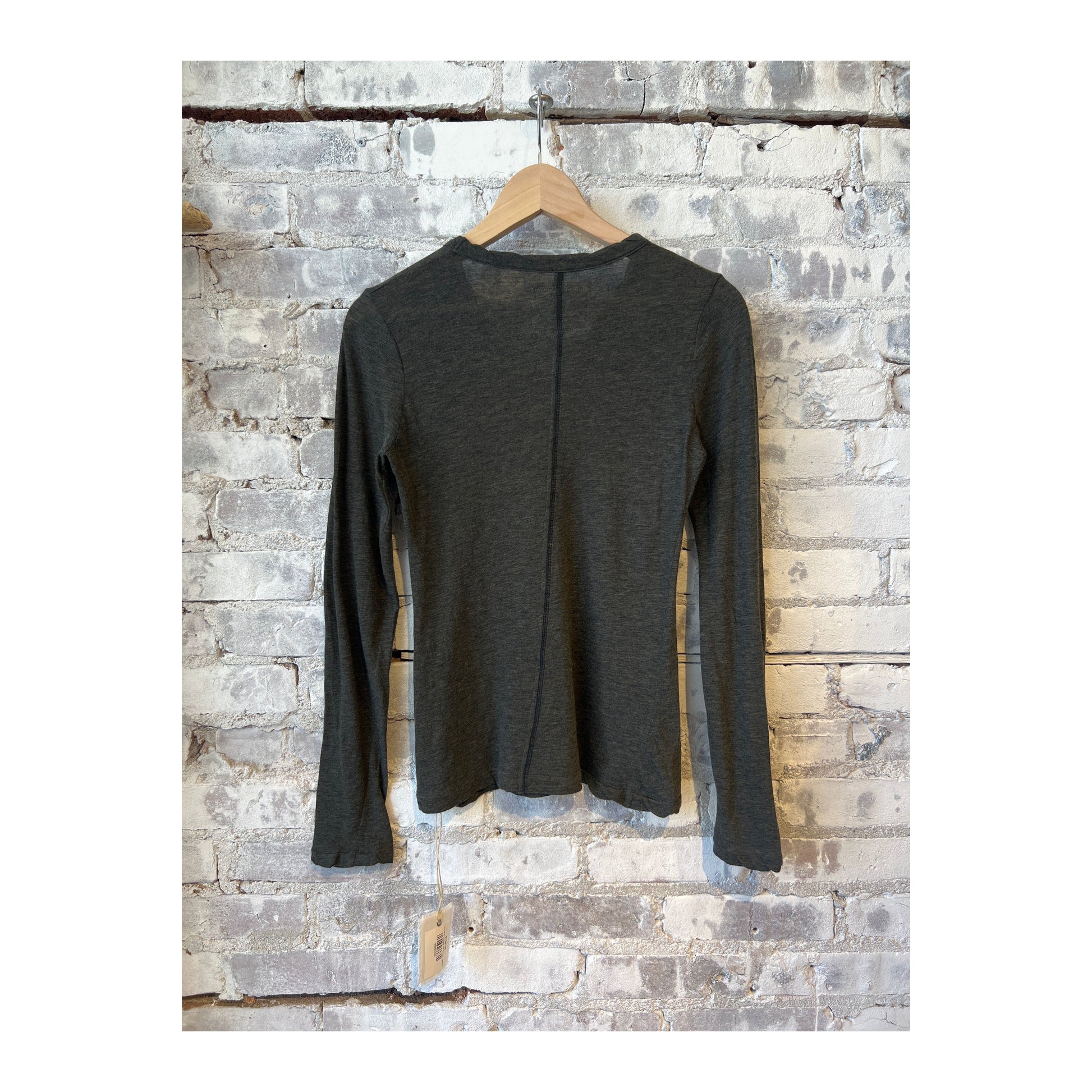 Women's black Hi-Soft Jersey long sleeve crew top by V::Room, featuring a comfortable fit and classic crew neckline.