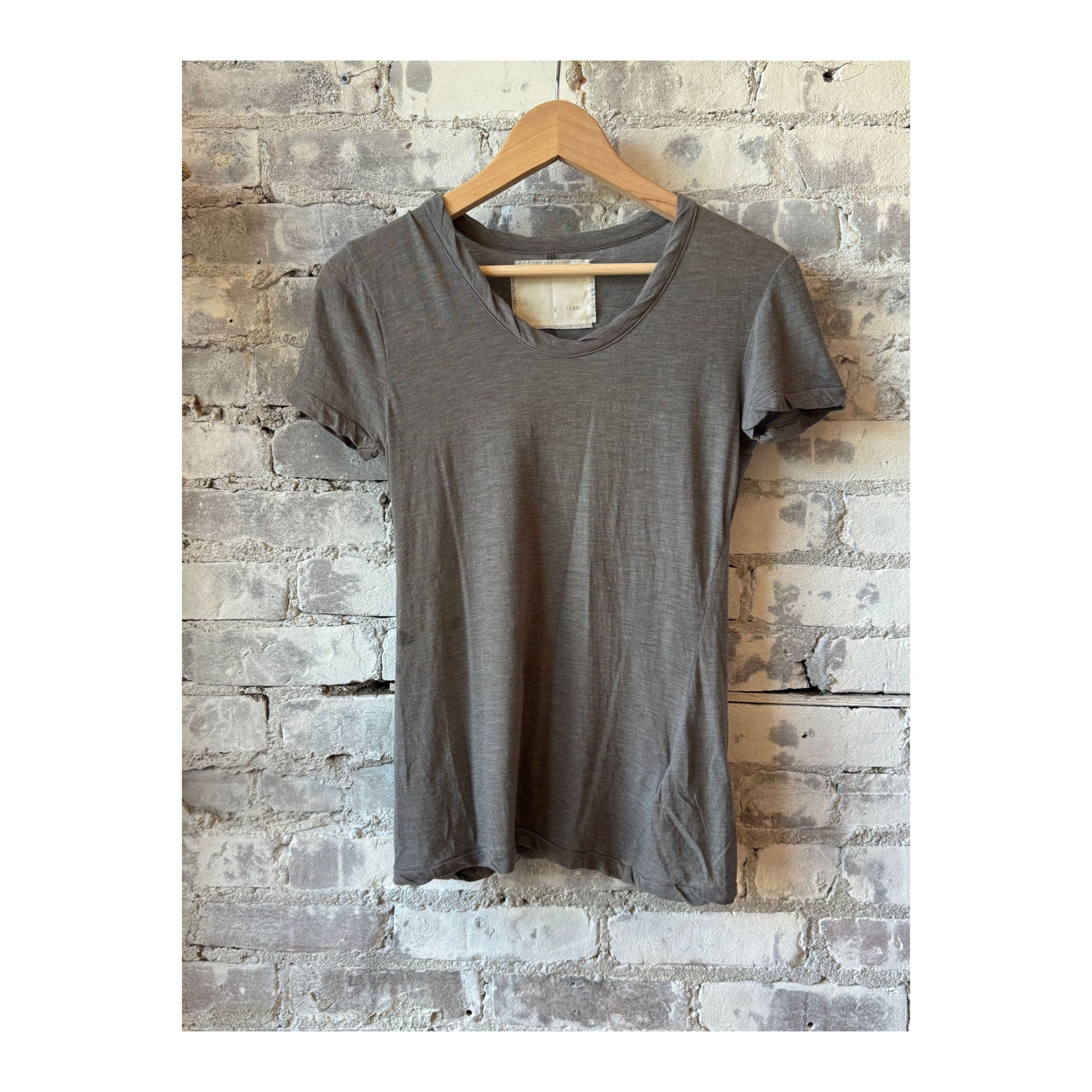 Women's V::Room Hi-Soft Jersey SS Crew T-Shirt in charcoal, casual short-sleeve top with a comfortable fit and soft fabric.