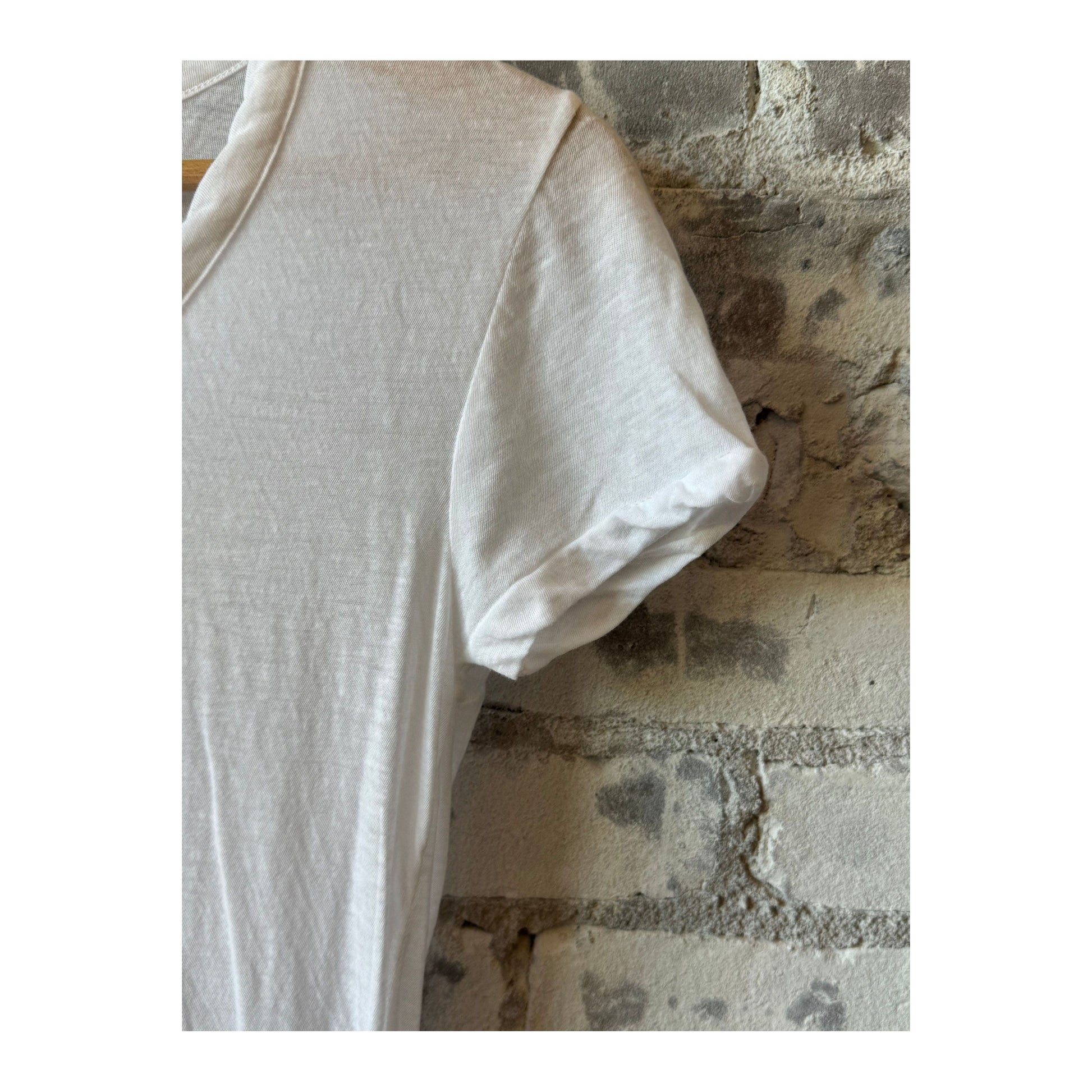 Women's V::Room Hi-Soft Jersey SS Crew T-Shirt in white, showcasing a comfortable short-sleeve cotton tee.